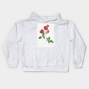 Red Cabbage Rose,  Bengal eyelet by Pierre-Joseph Redouté Kids Hoodie